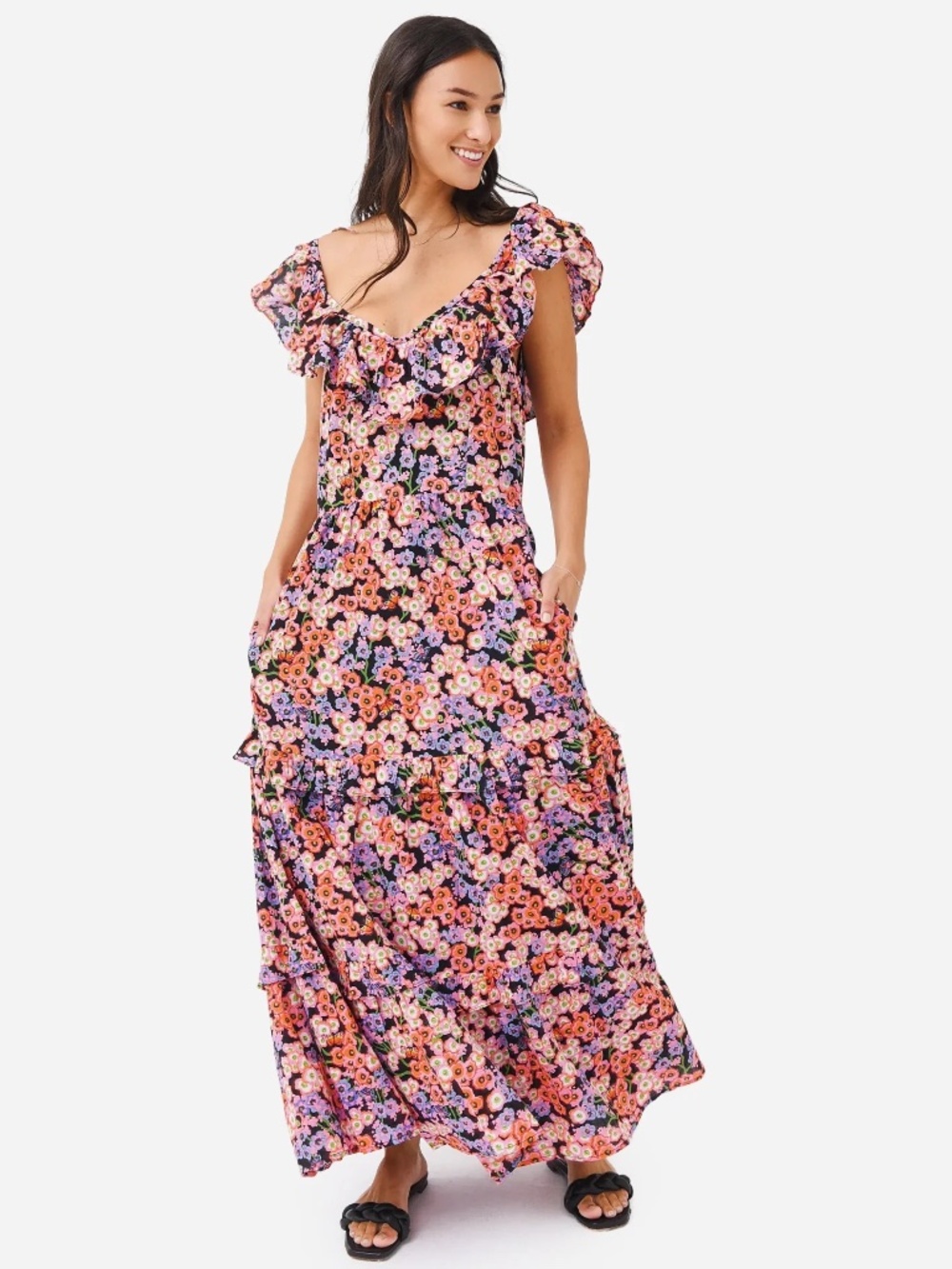 NWT Banjanan Cotton Floral Iggy Maxi Dress | Size Large